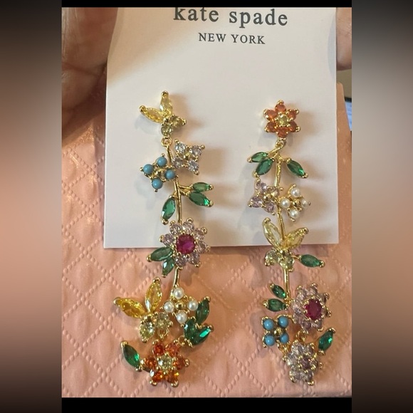 Katespade bloom flower linear earrings - Picture 11 of 13